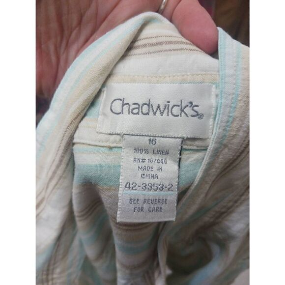 Plus size striped 100% linen button down - Picture 3 of 3